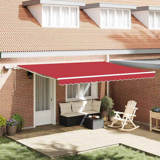 Toldo Retrátil com Manual Vermelho 450 ×300 cm tecido