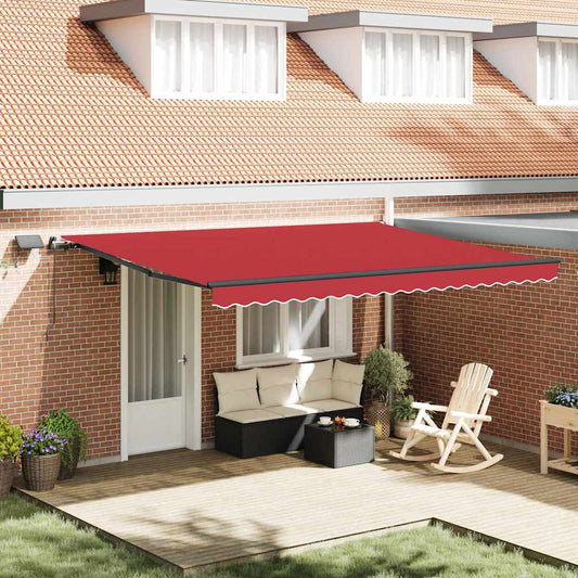 Toldo Retrátil Manual Vermelho 450 ×300 cm tecido