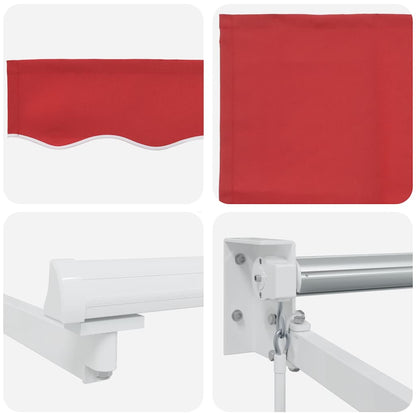 Toldo Manual Vermelho 4,5 × 3 m Poliéster e metal
