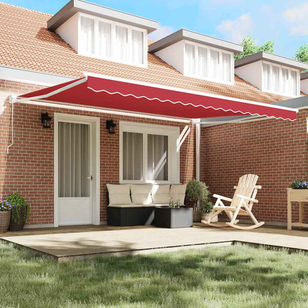 Toldo Manual Vermelho 4,5 × 3 m Poliéster e metal