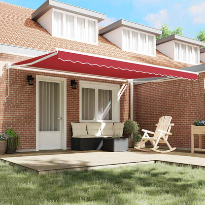 Toldo Manual Vermelho 4,5 × 3 m Poliéster e metal