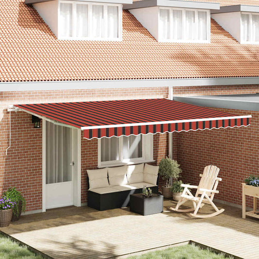 Toldo Riscas laranja e castanho 4,5 × 3,5 m Poliéster e metal