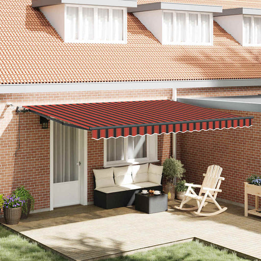 Toldo Retrátil com laranja e castanho 450 × 350 cm tecido