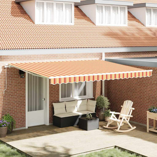 Toldo Riscas amarelo e laranja 4,5 × 3,5 m Poliéster e metal