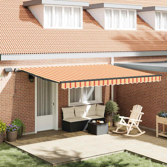 Toldo Retrátil Manual amarelo e laranja 450 ×350 cm tecido