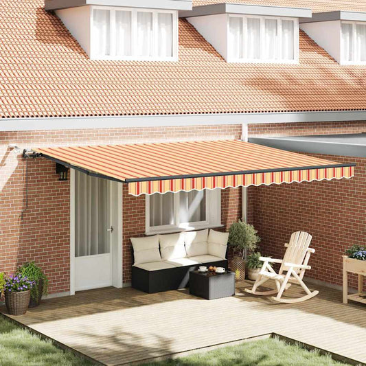 Toldo Retrátil com amarelo e laranja 450 × 350 cm tecido