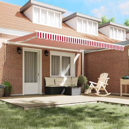 Toldo Riscas Vermelho e branco 4,5 × 3,5 m Poliéster e metal