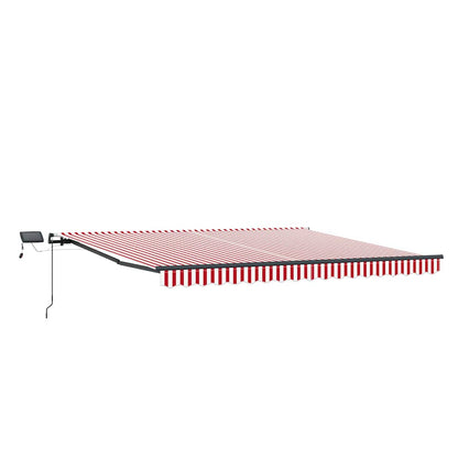 Toldo Retrátil Manual Vermelho e branco 450 ×350 cm tecido