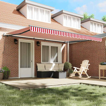 Toldo Retrátil Vermelho e branco 450 ×350 cm tecido