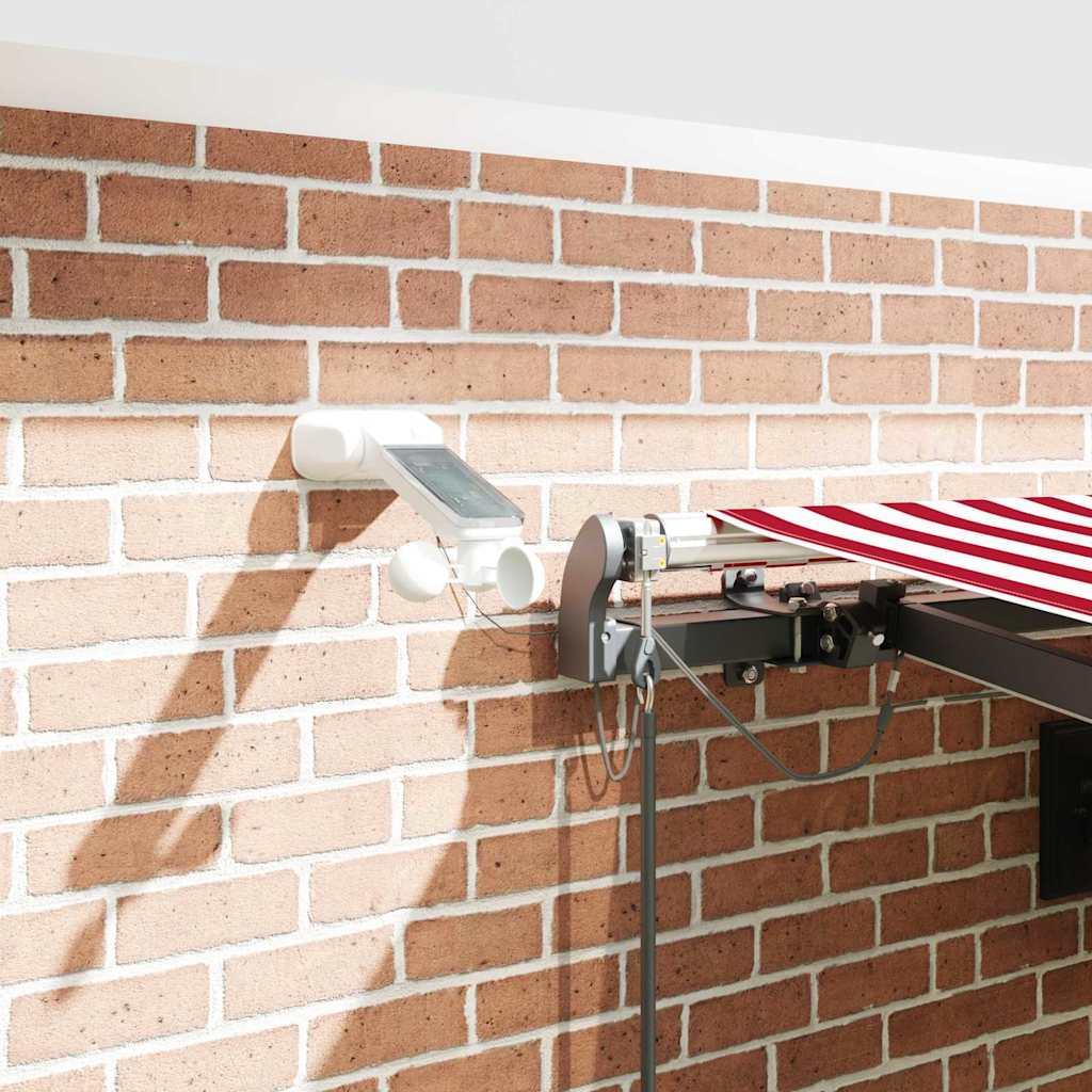 Toldo Retrátil com Vermelho e branco 450 × 350 cm tecido
