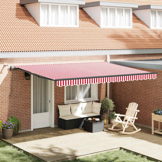 Toldo Retrátil com Vermelho e branco 450 × 350 cm tecido