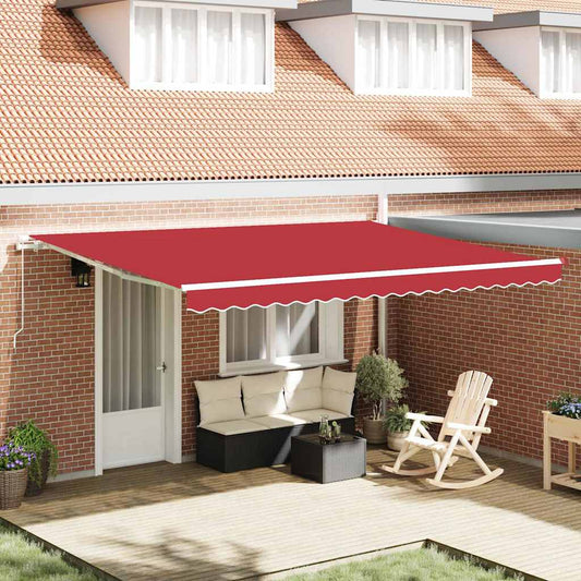 Toldo Manual Vermelho 4,5 × 3,5 m Poliéster e metal