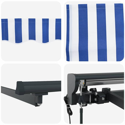 Toldo Retrátil Azul e Branco 500x300 cm tecido