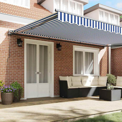 Toldo Retrátil Azul e Branco 500x300 cm tecido