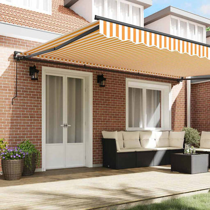 Toldo Retrátil Manual Laranja e Branco 500x300 cm tecido