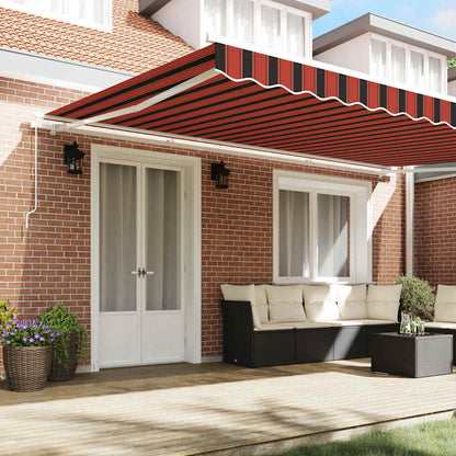 Toldo Retrátil Laranja e Marrom 500 × 300 cm Tecido e Metal