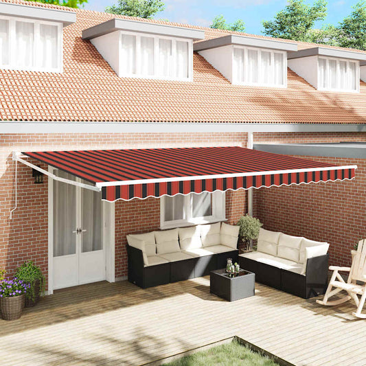 Toldo Retrátil Laranja e Marrom 500 × 300 cm Tecido e Metal