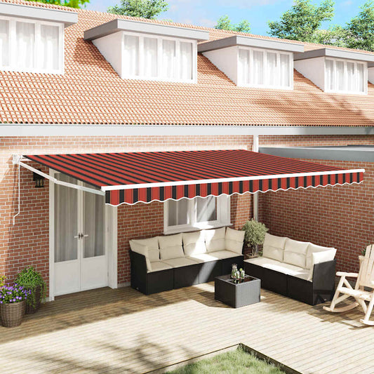 Toldo Retrátil Laranja e Marrom 500 × 300 cm Tecido e Metal
