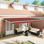 Toldo Retrátil Laranja e Marrom 500 × 300 cm Tecido e Metal