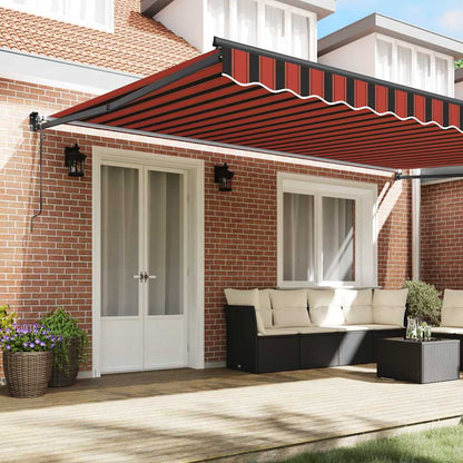 Toldo Retrátil Laranja e Marrom 500 × 300 cm Tecido e Metal