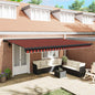 Toldo Retrátil Laranja e Marrom 500 ×300 cm Tecido e Metal