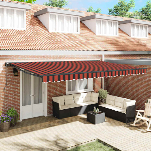 Toldo Retrátil Manual Laranja e Marrom 500x300 cm tecido