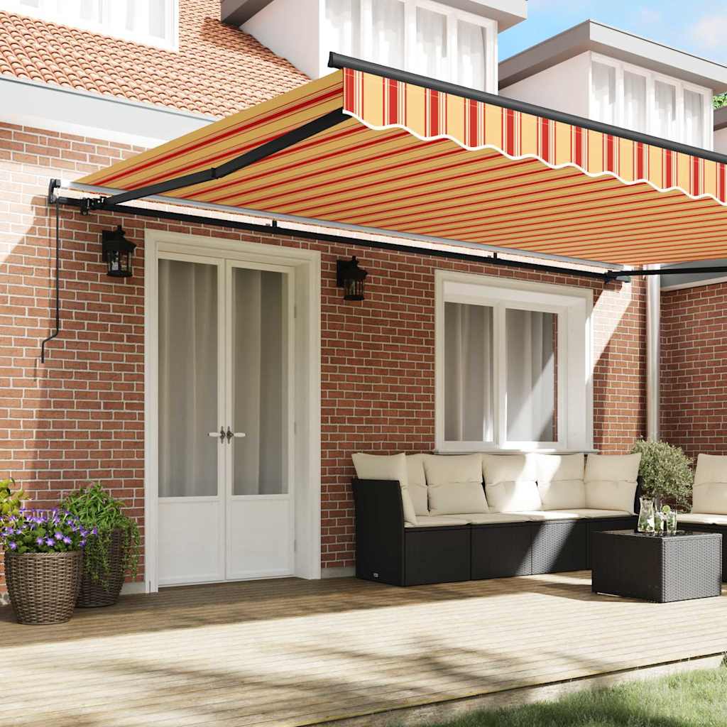 Toldo Retrátil Manual amarelo e laranja 500 × 300 cm tecido