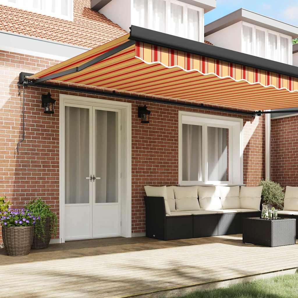 Toldo Retrátil amarelo e laranja 500 × 300 cm Tecido, Metal