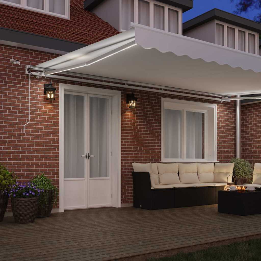 Toldo Retrátil Branco 500 × 300 cm Tecido e Metal