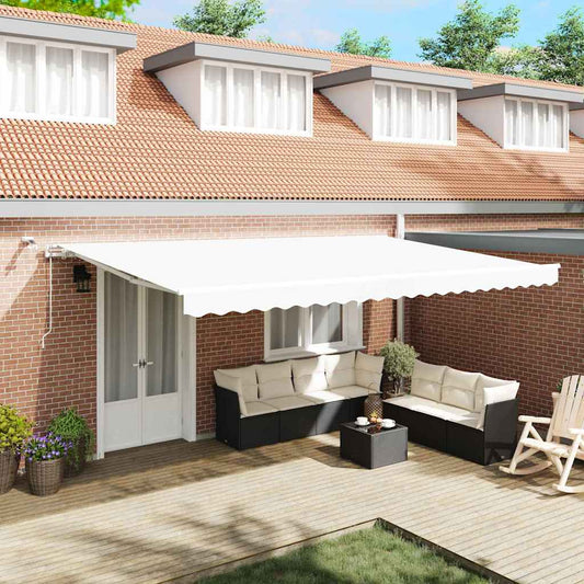 Toldo Retrátil Branco 500 × 300 cm Tecido e Metal