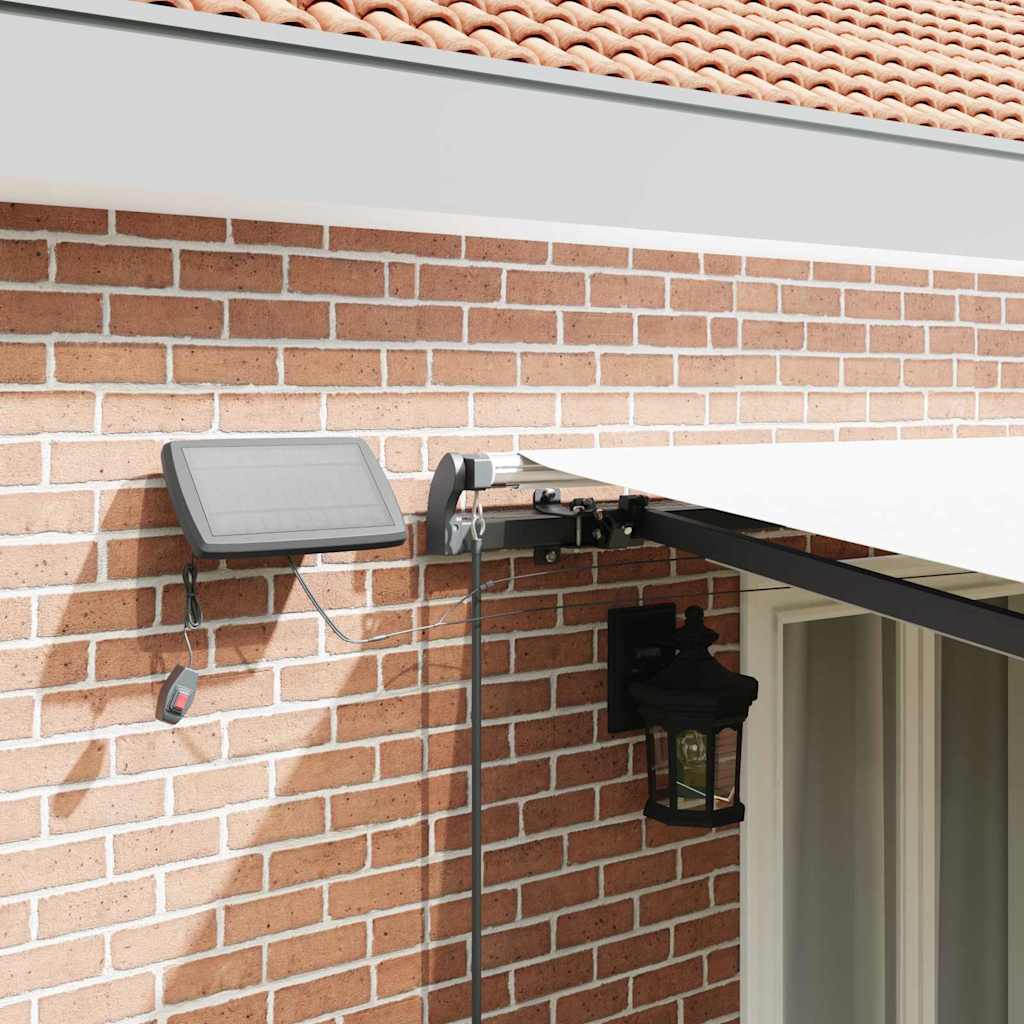 Toldo Retrátil com luzes de tira LED Branco 500 ×300 cm tecido