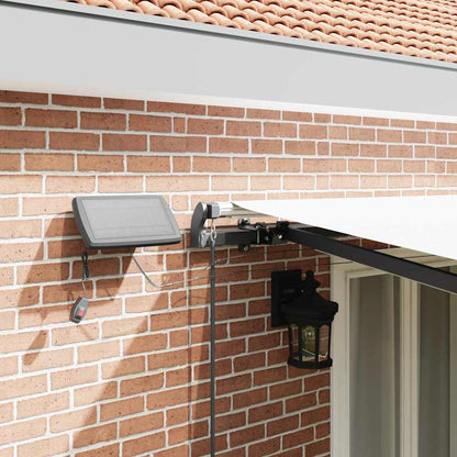 Toldo Retrátil com luzes de tira LED Branco 500 ×300 cm tecido