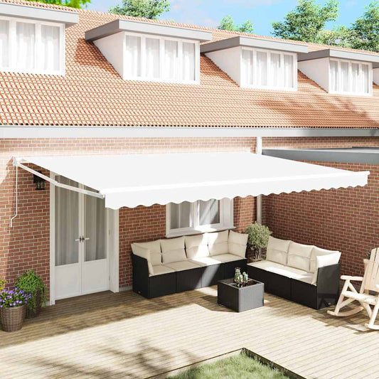 Toldo Retrátil Branco 500 × 300 cm Tecido e Metal