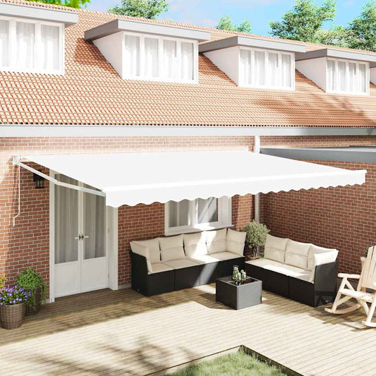 Toldo Retrátil Branco 500 × 300 cm Tecido e Metal
