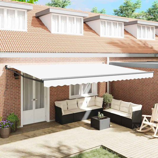 Toldo Retrátil Branco 500 × 300 cm Tecido e Metal