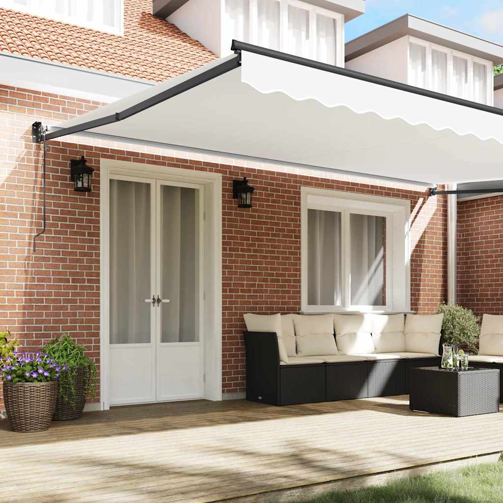 Toldo Retrátil Branco 500 × 300 cm Tecido e Metal