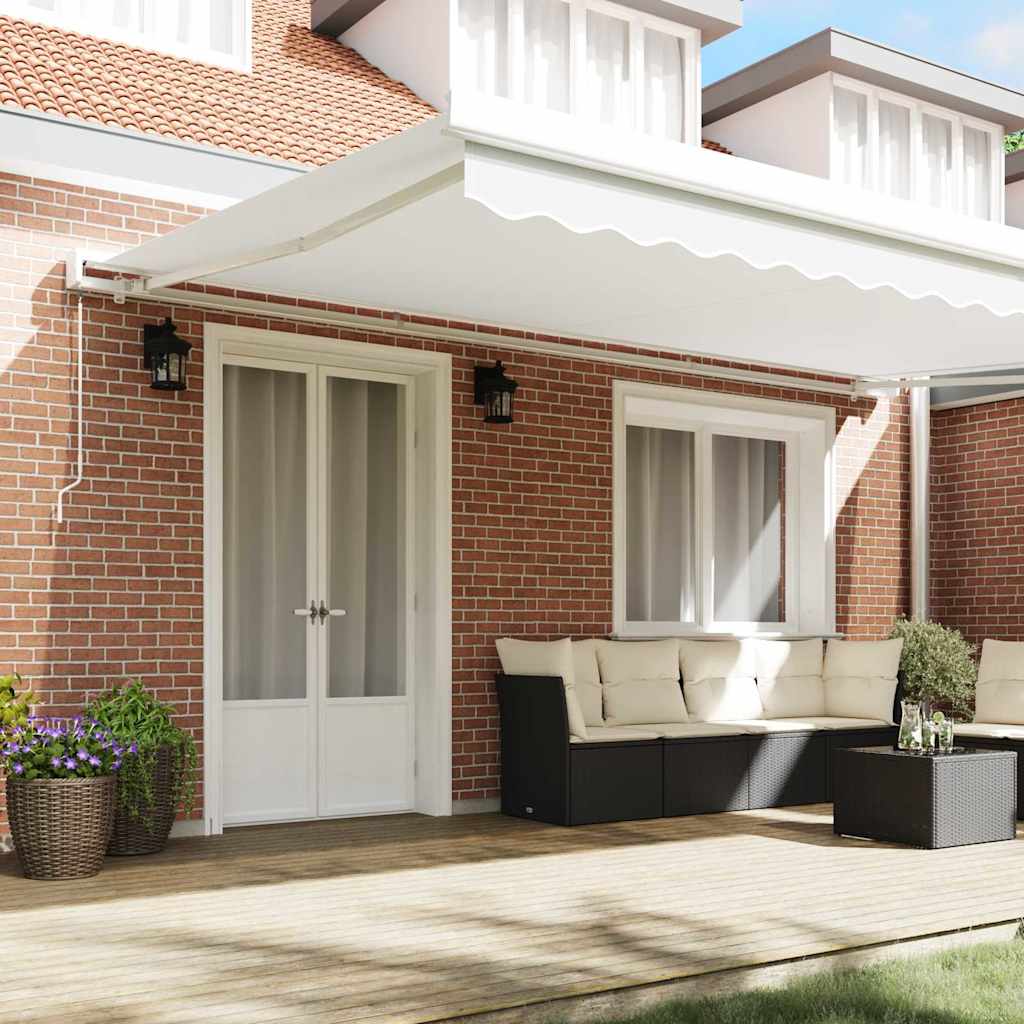 Toldo Retrátil Branco 500 ×300 cm Tecido e Metal