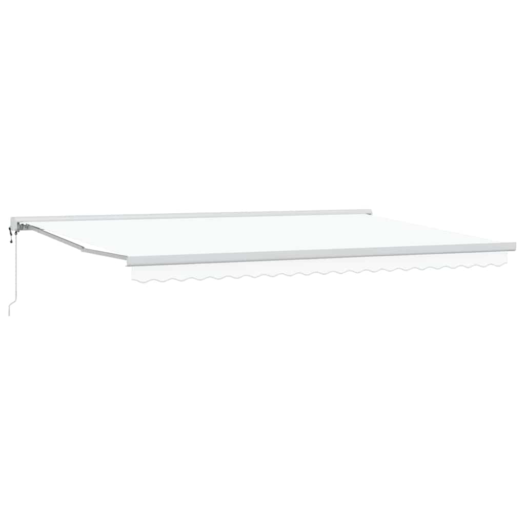 Toldo Retrátil Manual Branco 500 × 300 cm Tecido, Metal
