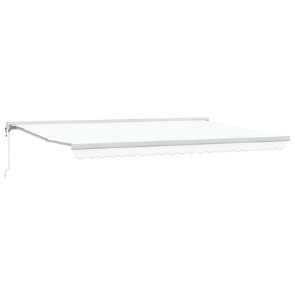 Toldo Retrátil Manual Branco 500 × 300 cm Tecido, Metal