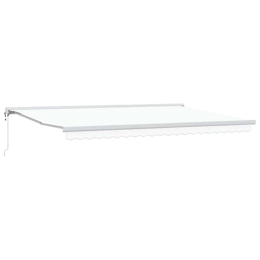Toldo Retrátil Manual Branco 500 × 300 cm Tecido, Metal