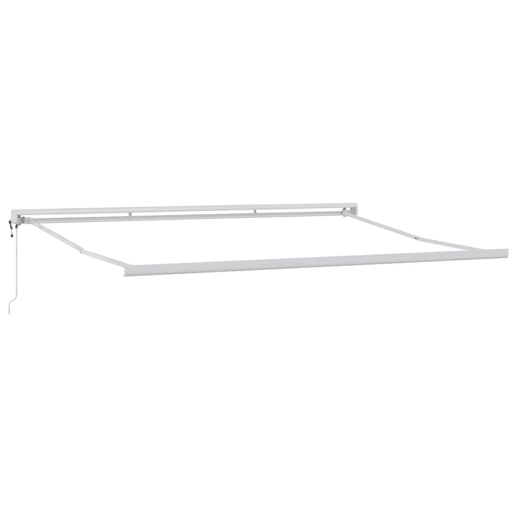 Toldo Retrátil Manual Branco 500 × 300 cm Tecido, Metal