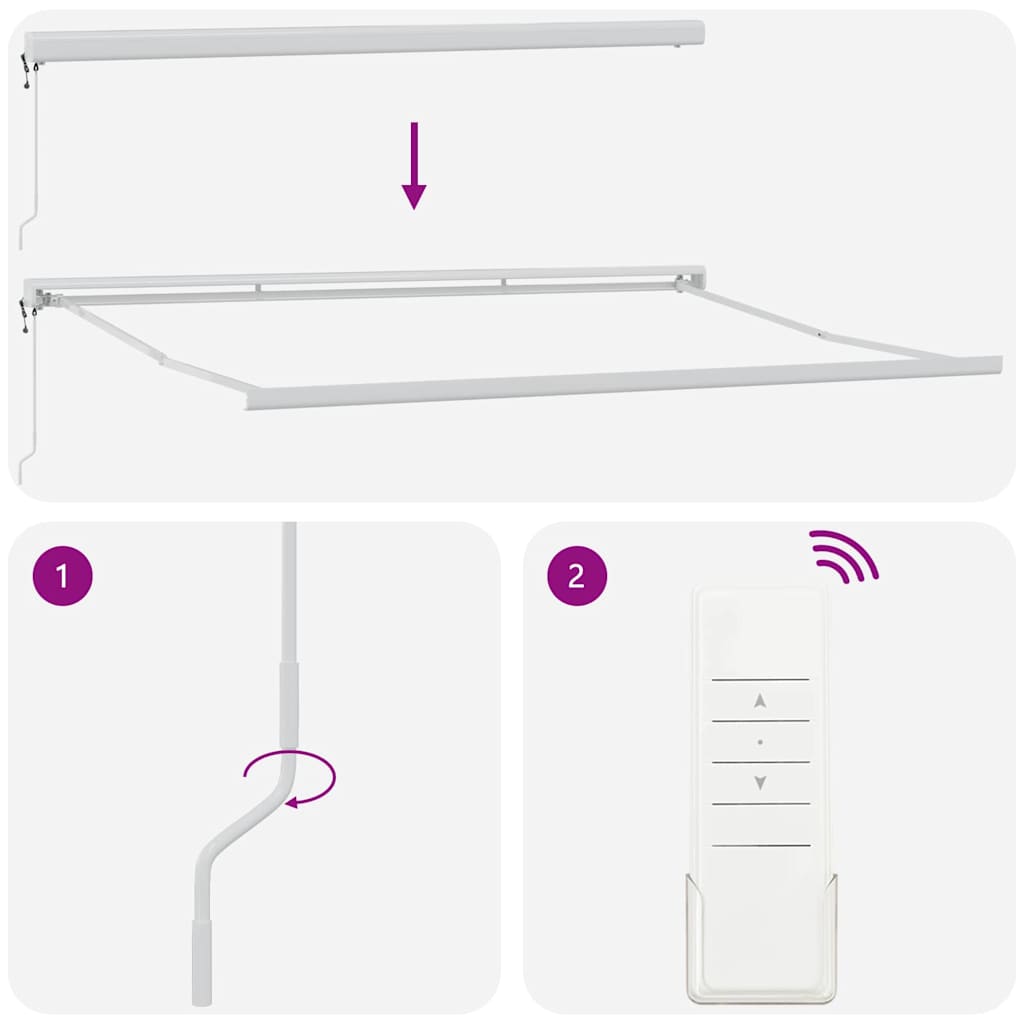 Toldo Retrátil Manual Branco 500 × 300 cm Tecido, Metal