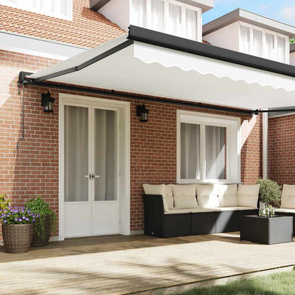 Toldo Retrátil Manual Branco 500 × 300 cm Tecido, Metal