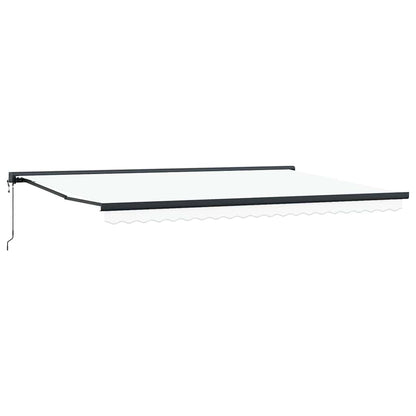 Toldo Retrátil Manual Branco 500 × 300 cm Tecido, Metal