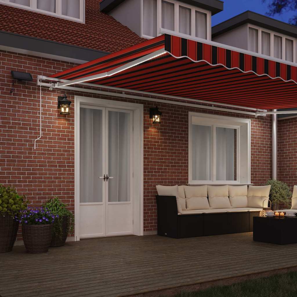 Toldo Retrátil com Manual laranja e castanho 500 ×350 cm tecido