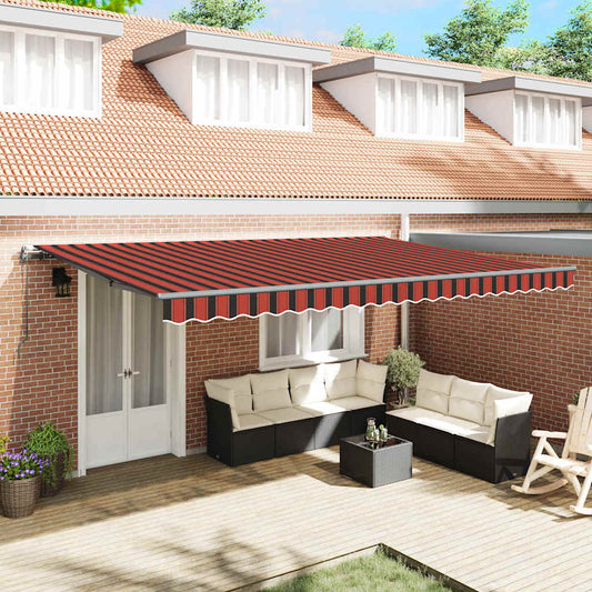 Toldo Retrátil laranja e castanho 500 ×350 cm tecido