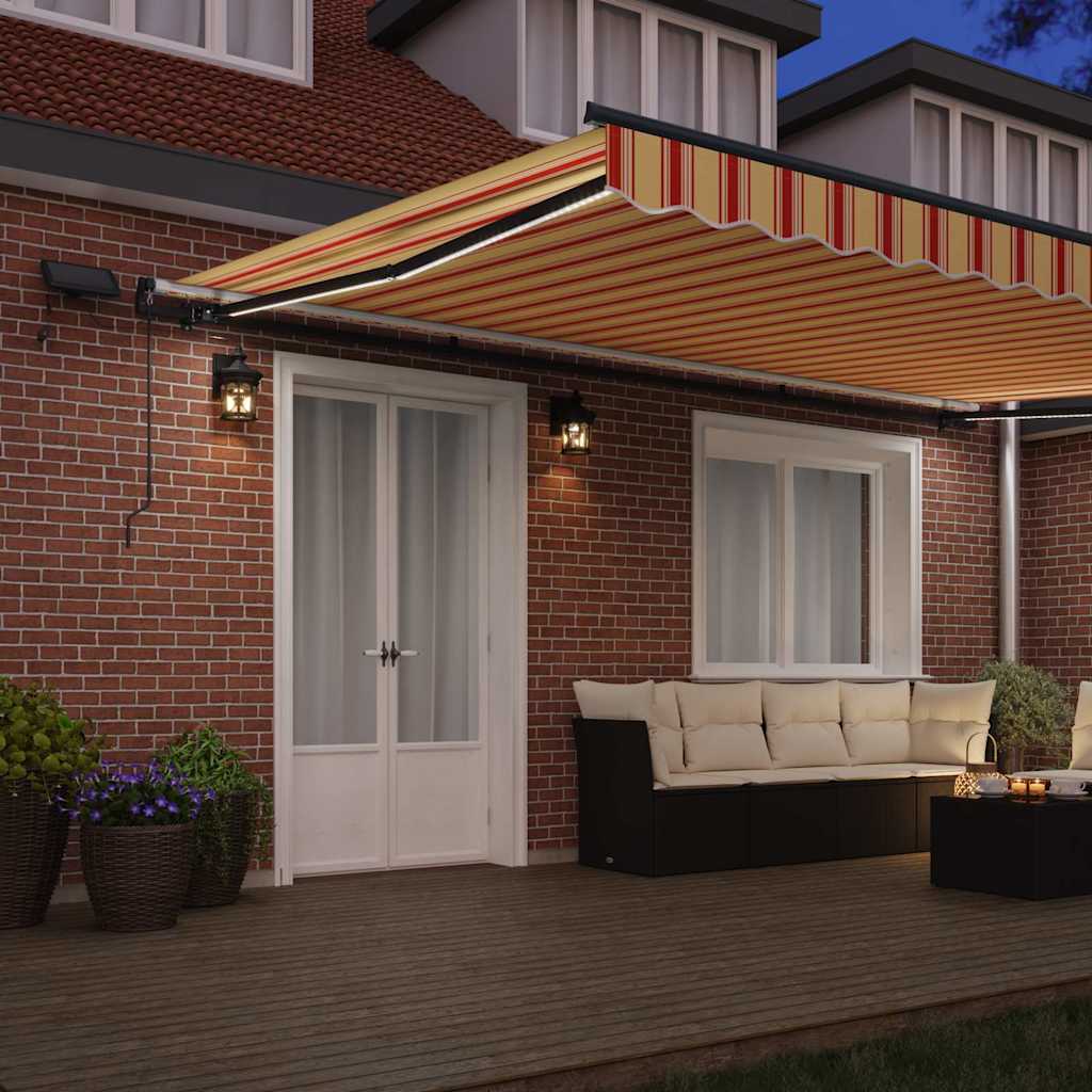 Toldo Retrátil Manual amarelo e laranja 500 ×350 cm tecido