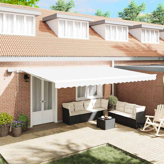Toldo Retrátil com Manual Branco 500 ×350 cm tecido