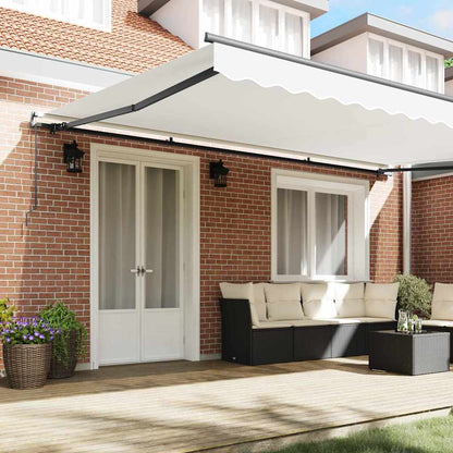 Toldo Retrátil Manual Branco 500 × 350 cm tecido