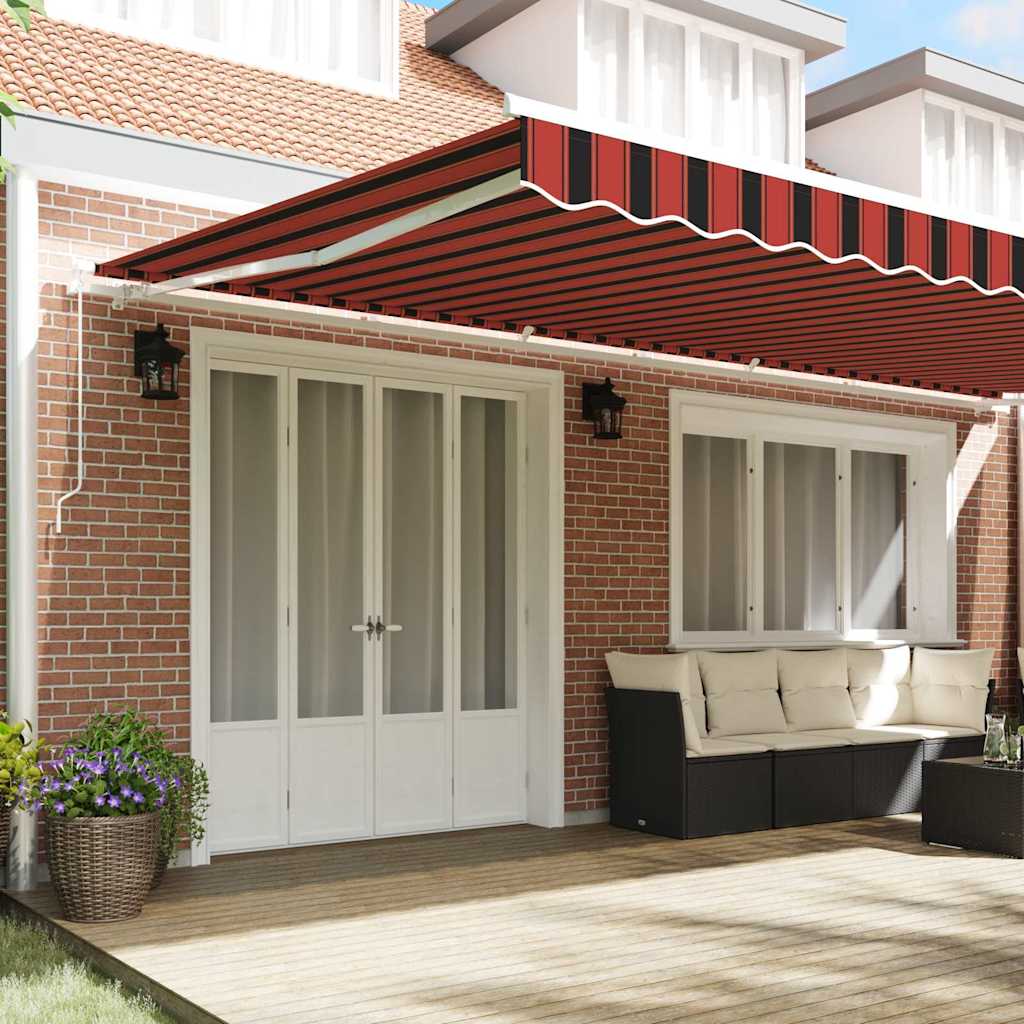 Toldo Retrátil Laranja e Marrom 600 × 300 cm Poliéster, Metal